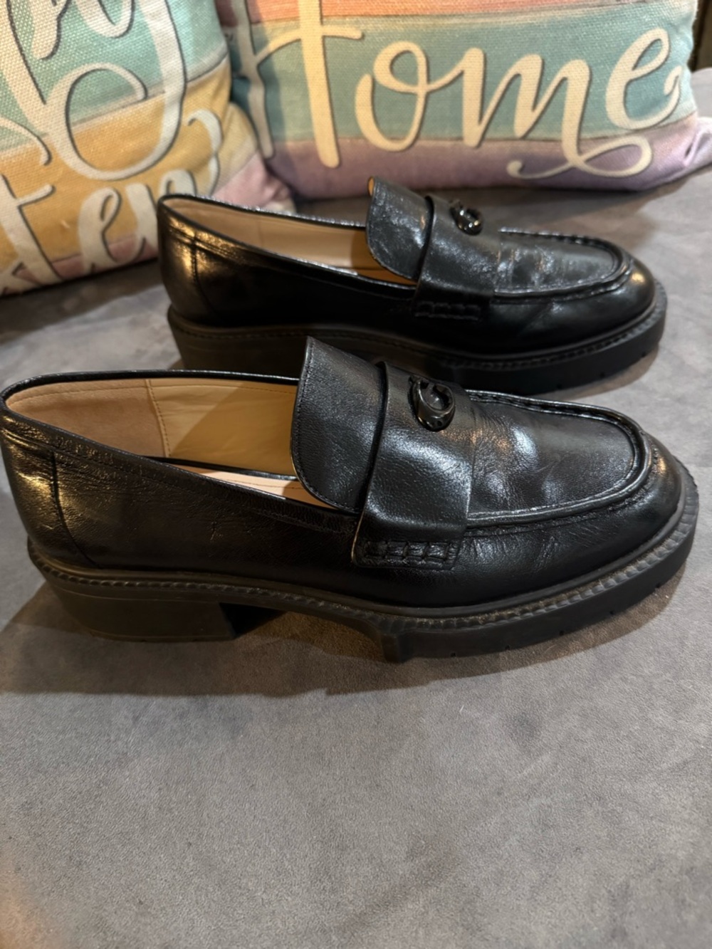 Coach Leah Platform Loafers Leather Women's with Signature 'C' - Picture 6 of 9